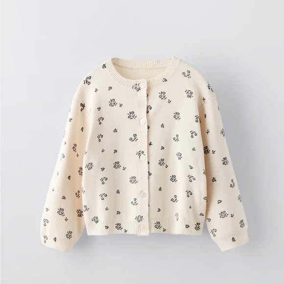 Zara Kids Knit Floral Cardigan Sz. 4 - Picture 1 of 5
